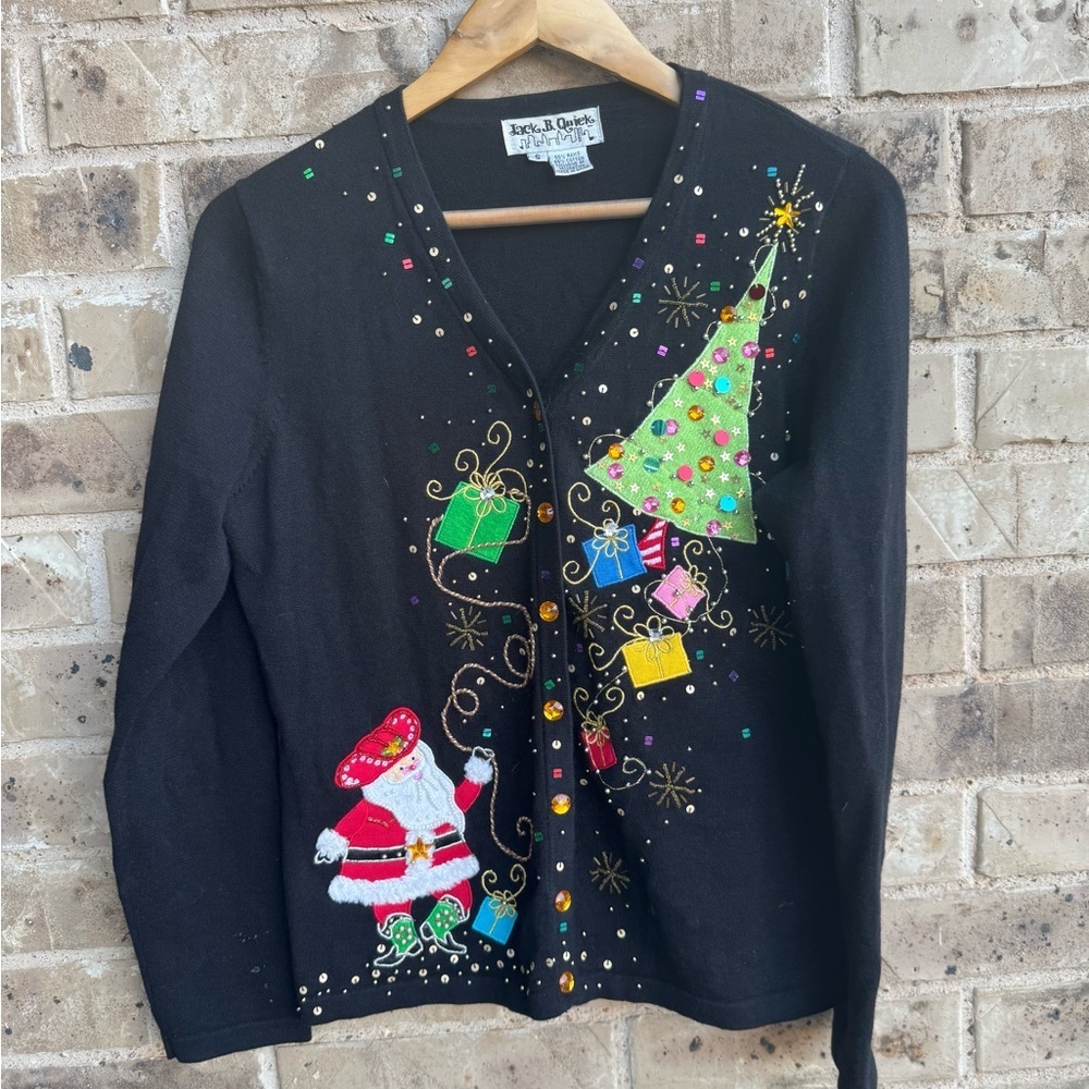 Jack B Quick Festive Black Christmas Women’s Cardigan Size small